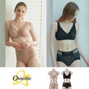 오모떼 프리미엄 수피마 코튼 풀커버 레이스 브라 팬티 4종 세트/C형