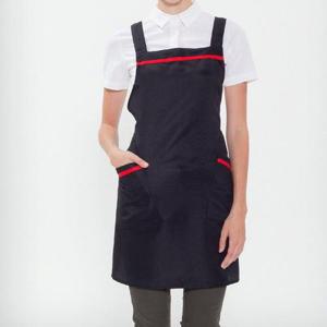 블랙 깔끔한 디자인 사선 포켓 라인 앞치마 에이프런 (W62803B)