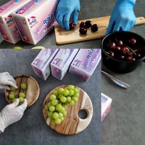 [마미손]니트릴장갑100매 더두꺼운 위생장갑 미색 블루 검정 명진니트릴