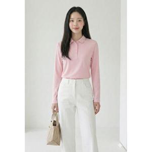 [크로커다일레이디]라이트 핑크 크로커 데일리 카라 티셔츠 CLCSTS904