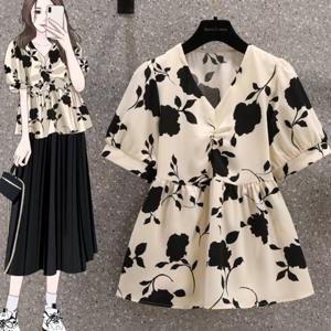 [블랙퀸] 유로 블랙플라워 빅사이즈 블라우스 blk003532