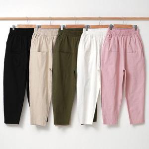 [제니유]제니유 여름 린넨 여성 항아리 스판 배기팬츠 빅사이즈 통바지