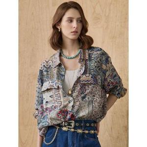 [엠그라프]에스닉 믹스 패턴 아웃포켓 셔츠 블라우스