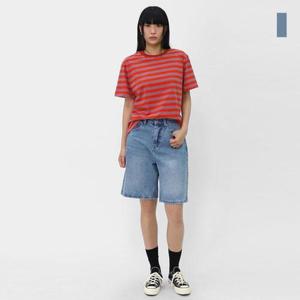 여자 데님 5부 청바지 코튼 와이드 청반바지 SPP058