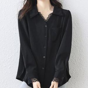 [패션시그널] 레이스 레이어드넥 셔츠블라우스 79B216