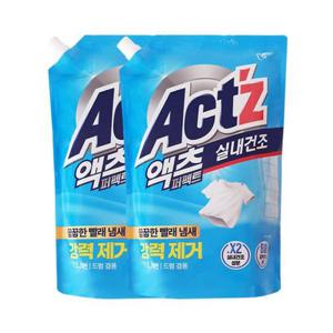 [유한락스]피죤 액츠 퍼펙트 실내건조 액체세제 리필 1.5L 2입 /일반드럼겸용