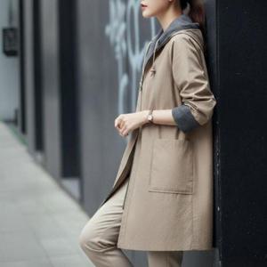 여성 간절기 경량 봄 롱 후드 야상 자켓 재킷 점퍼