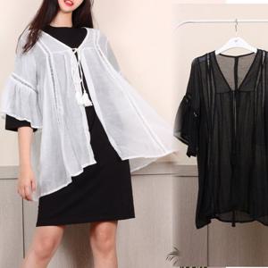 루즈핏 시스루 쉬폰 로브 가디건