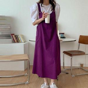 [삐까삐까]엣지 바이오 린넨멜빵원피스