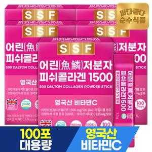 순수식품 어린 저분자 피쉬콜라겐 1500mg 5박스 x 100포 실속형 분말 스틱 비오틴 비타민C