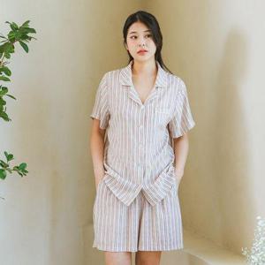 [이너쿠키]여성 인견 쿨 냉장고 여름 반팔 카라 파자마 잠옷 세트 IWS7121