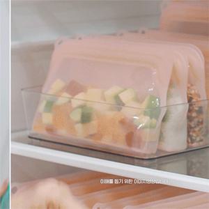 [리오쿡]실리콘 플래티넘 지퍼백/위생백 8팩(4+4)세트 전자레인지 오븐 사용 가능 냉장고 정리용기