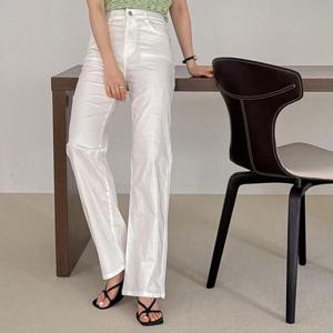 [옷자락]여자 여름흰바지 세미부츠컷 속밴딩 스판 코튼 바지