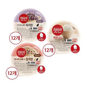 [CJ] 햇반 작은공기 백미 130g x12개+잡곡밥 130g x12개+흑미밥 130g x12개