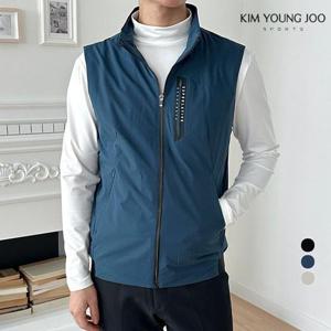 [김영주 스포츠]김영주스포츠 남성 하이넥 집업조끼 방풍 베스트 등산 캠핑 골프웨어 KRMV5601