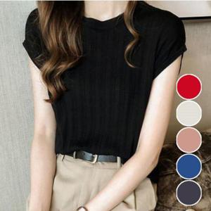 편한 시원한 여성 데일리 쿨 니트 캡소매 티셔츠 (WE22B02)