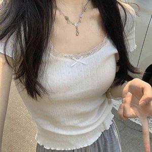 [잇백잇슈]러블리레이스반팔티 여리여리 스타일리시 데일리 여성