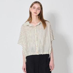 [보니스팍스][보니스팍스(Bonispax)] 소매 롤업 밑단 스트링 언발 블라우스 (택가격 139000원)