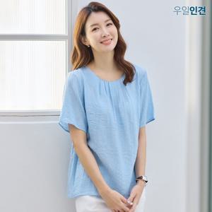 [엘클로] 여성 여름 인견 링클 반팔 블라우스