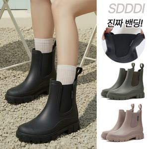 진짜 밴딩으로 편하고 예쁜 여성 오리지널 첼시 레인부츠  여름 장마 비 장화 숏 발목 앵클 방수 RAINWC07
