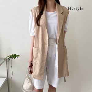 H스타일(DK)마벨트롱조끼JK/여름/린넨/베스트/조끼/자켓/점퍼/가디건