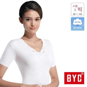 [BYC]BYC 순면 여성 V넥 레이스 반팔 런닝 BYT5819