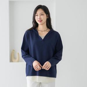 엄마옷 마담4060 레이어드후드니트티셔츠 -QTE2603061-