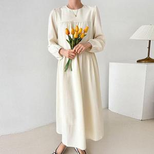 [유야]여성 라운드 캉캉 긴팔 롱 원피스 임부복 -FOP0252- 봄 가을