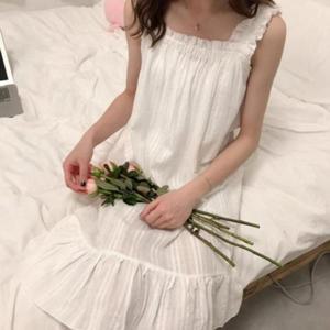 프릴 원피스 잠옷 파자마 여성 민소매 순면 러블리 WFJLHSW