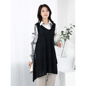[모슬린]엄마옷 브이넥 시스루 롱 조끼 MQG127068 마담 미시 중년여성 빅사이즈 할머니옷 50대 60대 70대