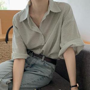 렛시 스트라이프 반팔 셔츠