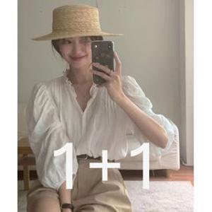 1+1 엘로디-프릴펀칭블라우스