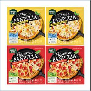 올바르고 반듯한 팬피자 치즈+페퍼로니+불고기+콤비네이션