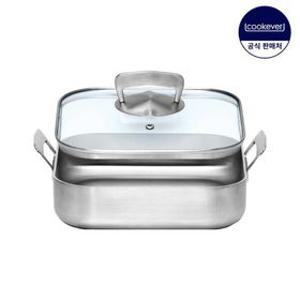 [쿡에버] IH 인덕션 통5중 스텐 오븐 세이프 사각팬 23cm 풀세트 (커버 포함)