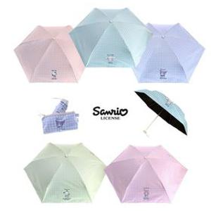 [딜크릿] [인기상품입고] 산리오 가방에 쏙 미니체크 암막 5단 우양산 5종 택1