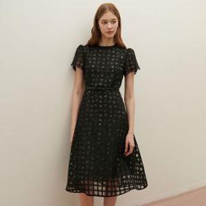 체크 시어 플레어 원피스 S252M609