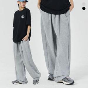 사이드 디테일 와이드 스웻 팬츠 [멜란지그레이]