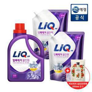 [APP전용][포토리뷰1,000P]리큐 얼룩제거 올인원 세탁세제 용기 2.7L + 리필 2.1L 2개 (일반/드럼)+허브마리 유연제증정