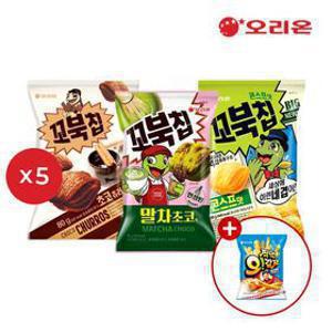오리온 꼬북칩 말차초코맛 68g 5개 + 꼬북칩 콘스프 80g 5개 + 꼬북칩 초코츄러스 80g 5개 + 찍먹오감자버터갈릭 증정