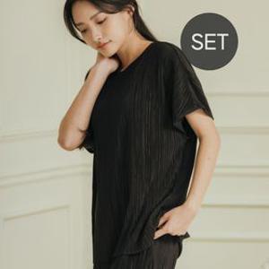 [APP전용] 컴포트 플리츠 투피스 셋업 홈웨어 상하세트