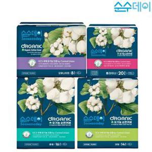 순수데이 오가닉 생리대 4팩 모음전/중형/대형/오버나이트/롱라이너