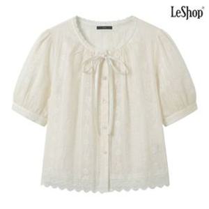 플로럴 자수 레이스 리본 블라우스 (DQ2BA004A)