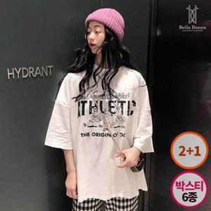 2+1 벨라도나 여성 캐주얼 루즈핏 박스티 6종 반팔티셔츠 이너티 데일리룩 Bon-2685s