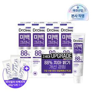 [포토리뷰1,000P] 2080 닥터크리닉 미백치약 120g*4개 + 바이컬러 화이트닝 치약 20g*3개 증정