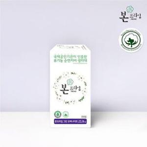 본생리대 국내산 초록마을 단독입점 본프라임 슬림날개형 오버나이트8매 1개
