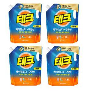 테크 베이킹소다+구연산 액체세제 드럼 리필 1.8L X 4개