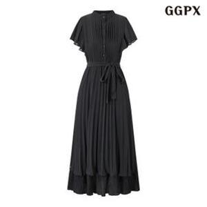 러블리 레이어드 플리츠 반팔 롱 원피스 (GQBOW013D)