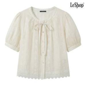 플로럴 자수 레이스 리본 블라우스 (DQ2BA004A)