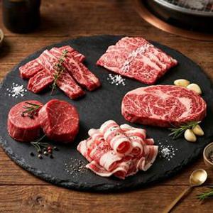 소고기 모둠 한판세트 1KG (갈비살+업진살+척아이롤등심+안심살구이+우삼겹)