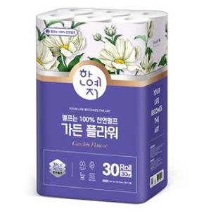 한예지 천연펄프 가든플라워 3겹 30m 30롤 화장지 1팩